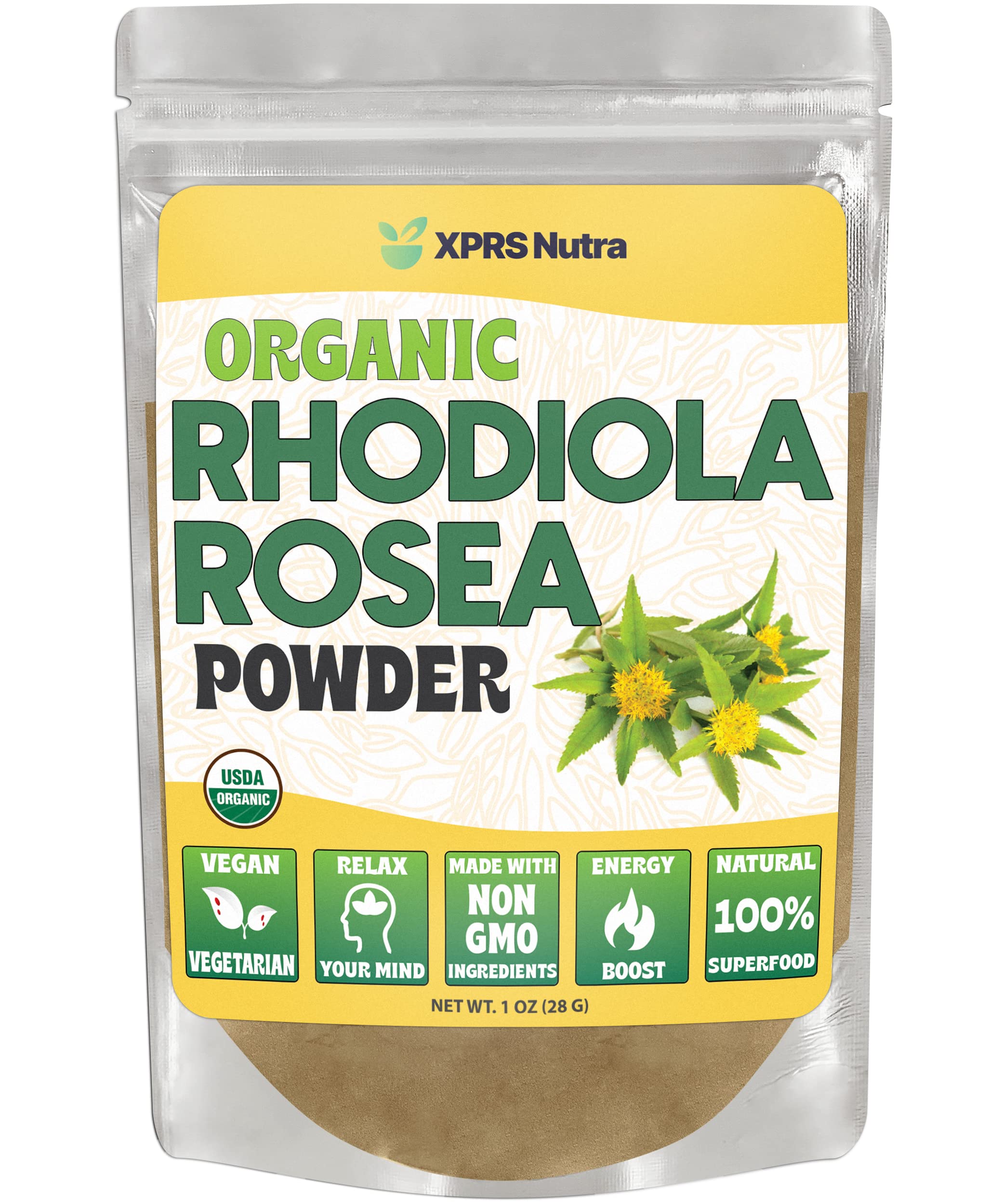 XPRS Nutra Organic Rhodiola Rosea powder in tin, ready for mindful energy and focus.