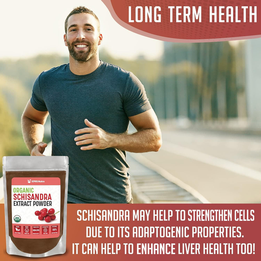 XPRS Nutra schisandra powder in coffee cup highlighting cognitive boost potential.