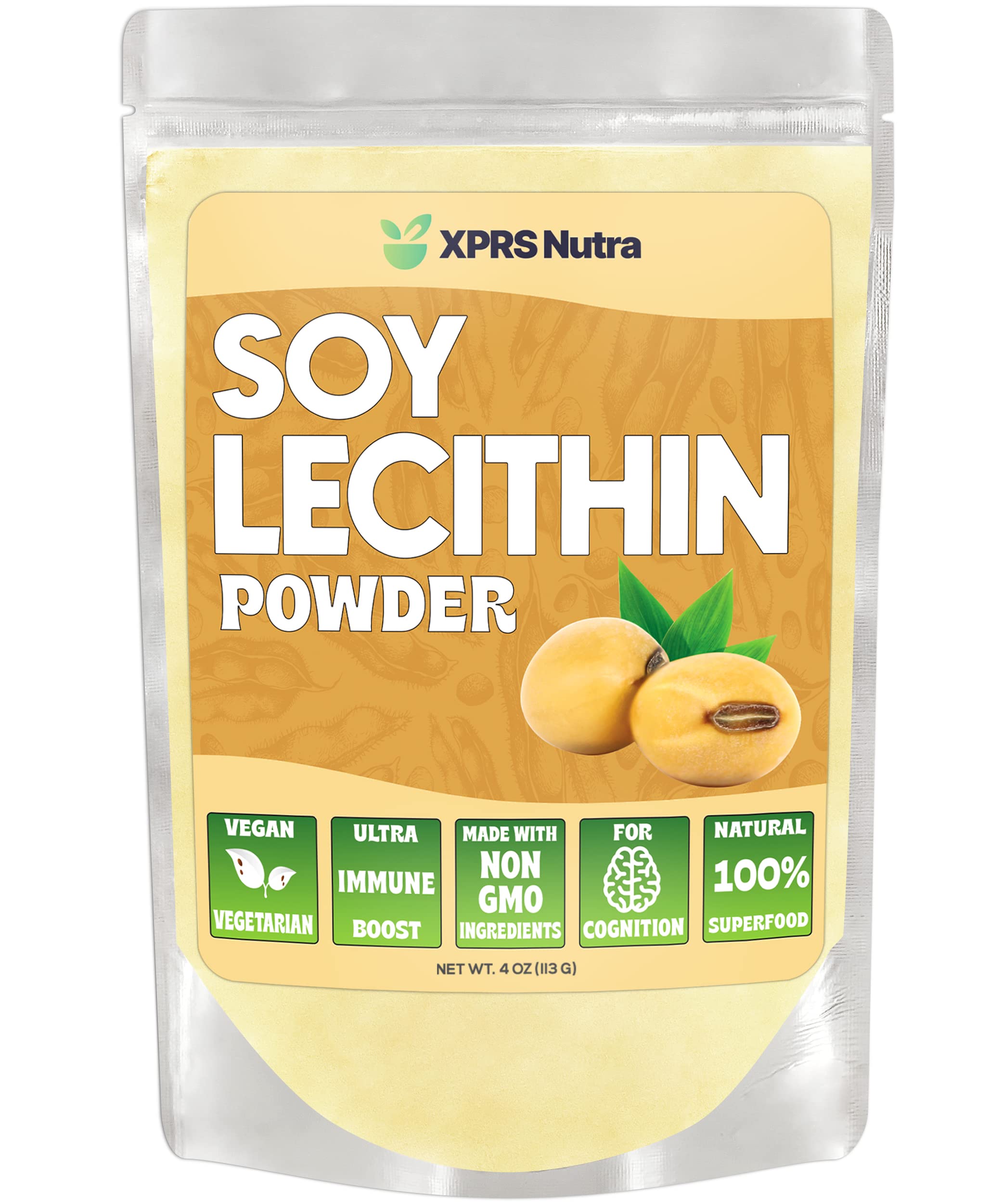 XPRS Nutra Soy Lecithin Powder bag front for emulsifying sauces and baking.