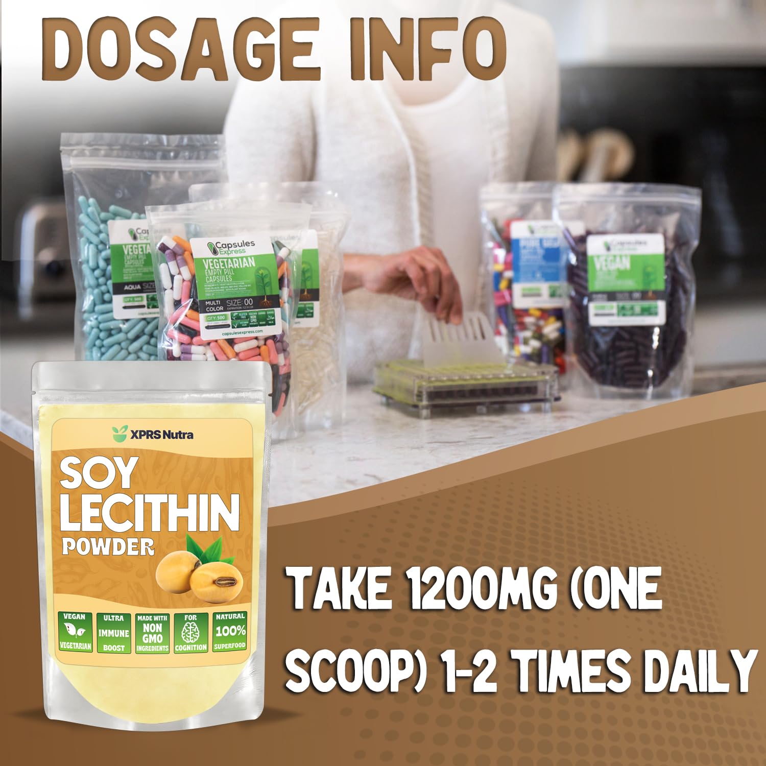 XPRS Nutra Soy Lecithin Powder label conveying clean sourcing and quality.