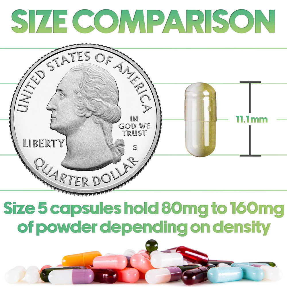 XPRS Nutra Size 5 tiny capsules for easy measurement and filling.
