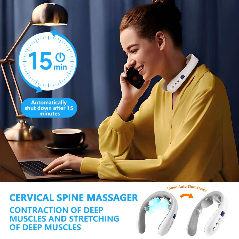 Xpudding wireless neckology massager control buttons for versatile sessions.
