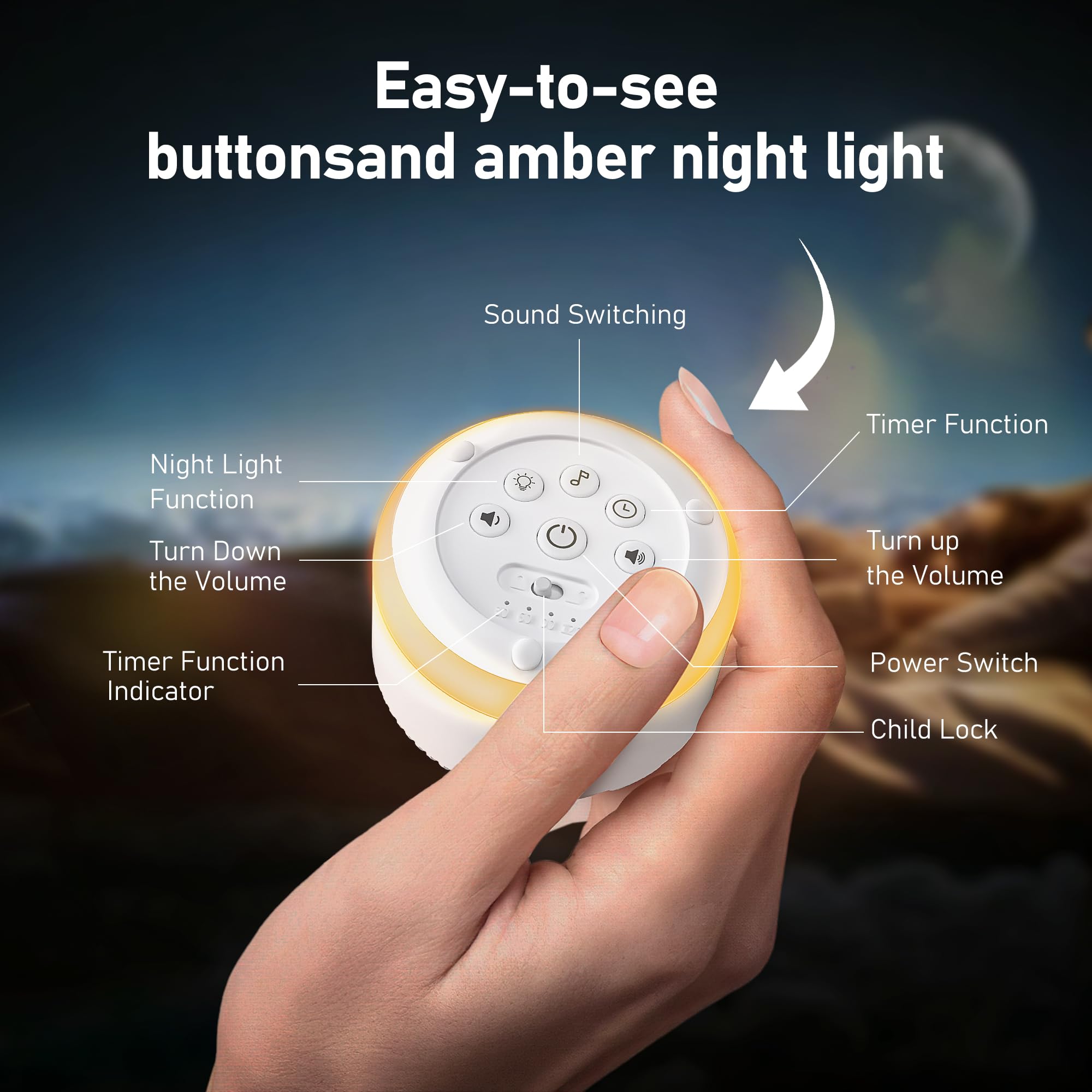 XSUTIC sound machine timer and memory function resumes last sound