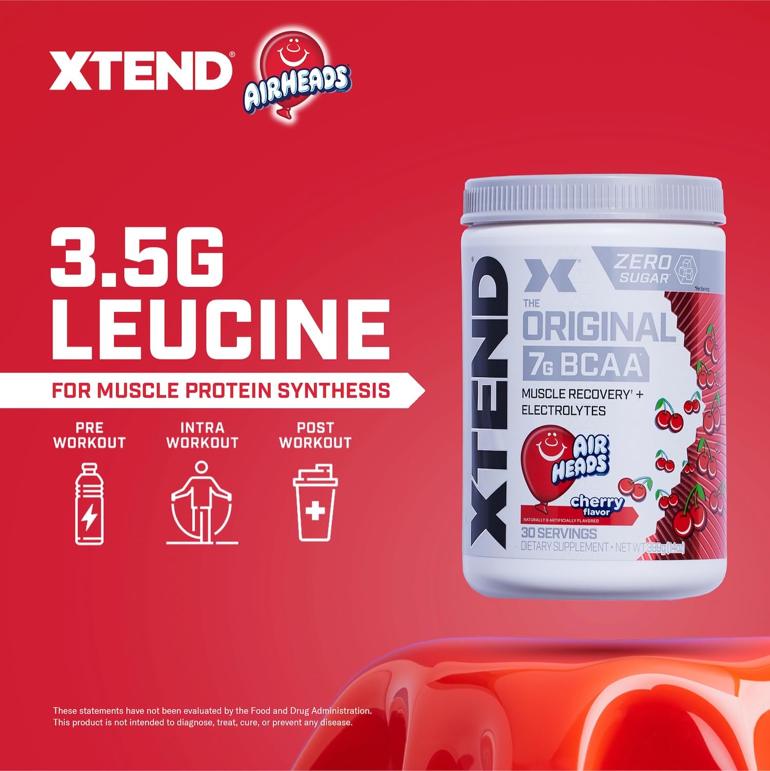 Close-up of Xtend with L-glutamine highlighting recovery support.