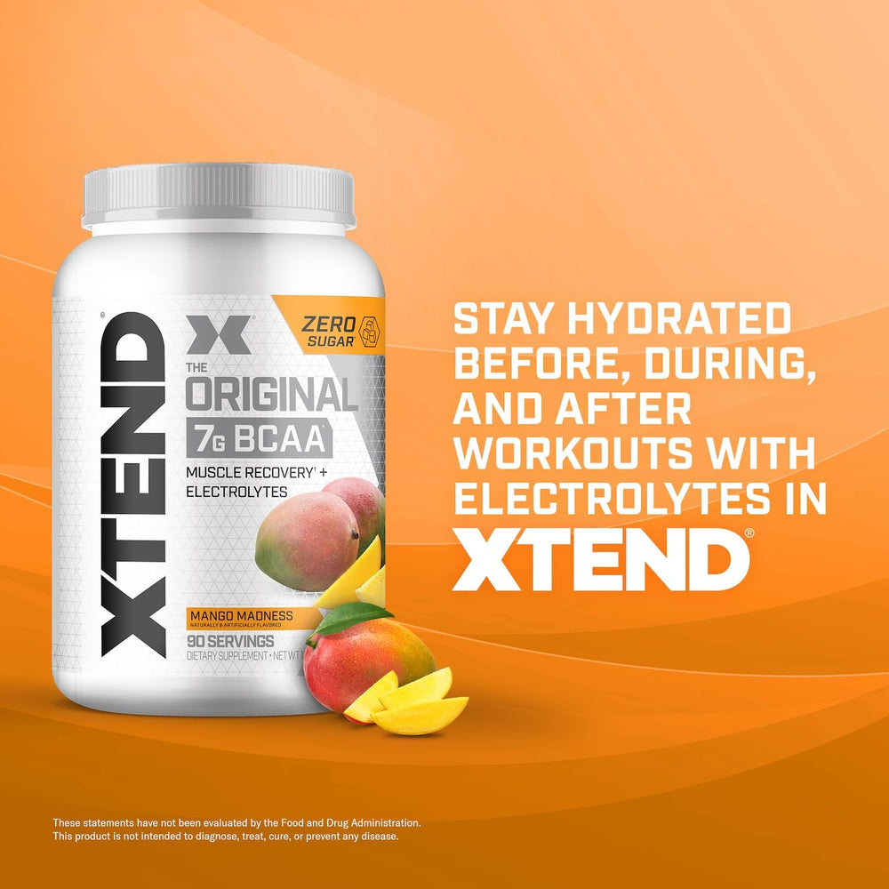 Xtend 90-serving container displayed for long-lasting intra-workout supply.