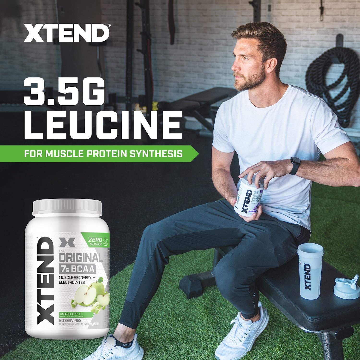 Visual of glutamine and citrulline in Xtend for recovery and hydration.