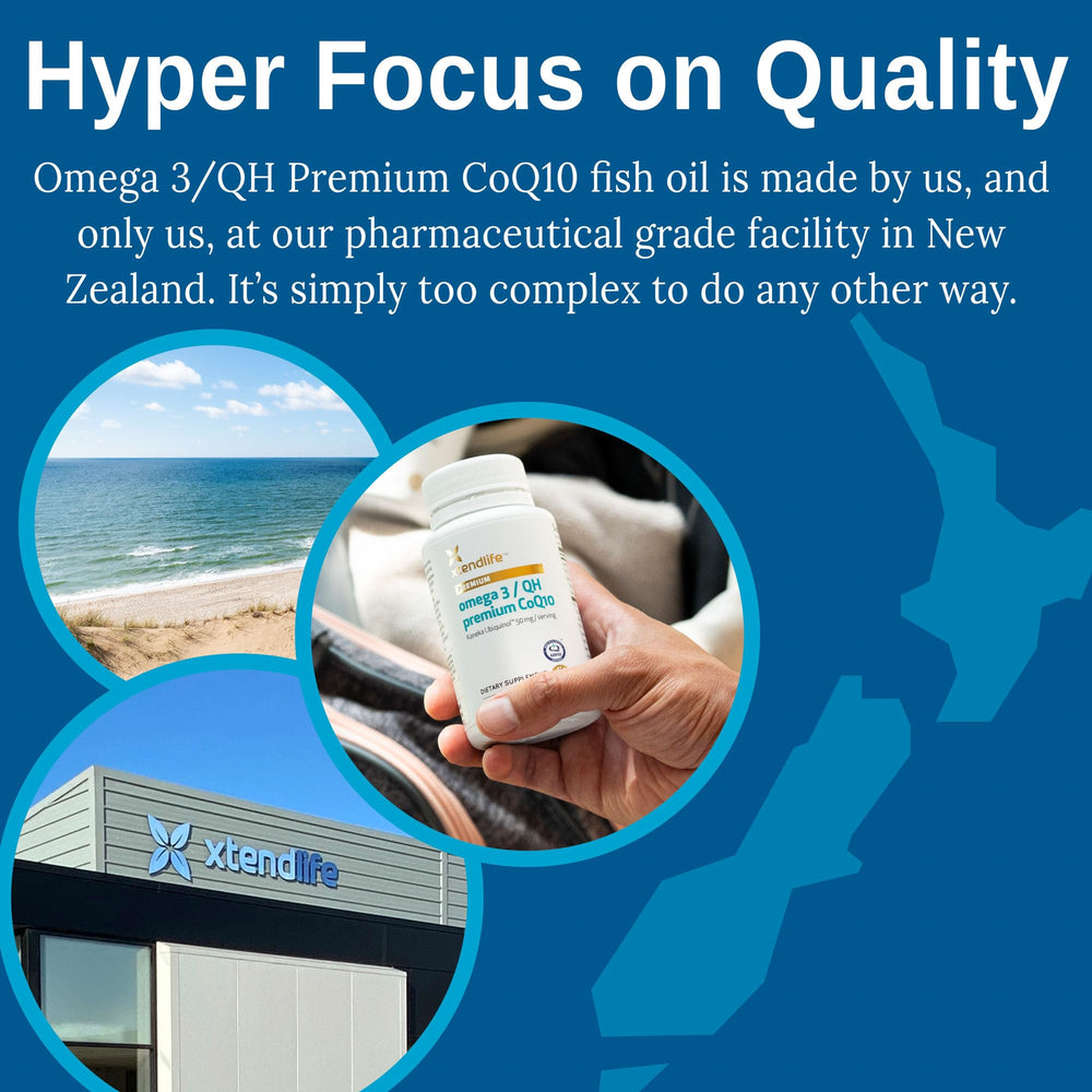 Xtendlife Omega 3 QH astaxanthin and lycopene visual emphasizing antioxidant blend