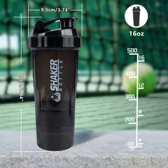 XTK shaker: compartimentos para polvos y pastillas, organización práctica.