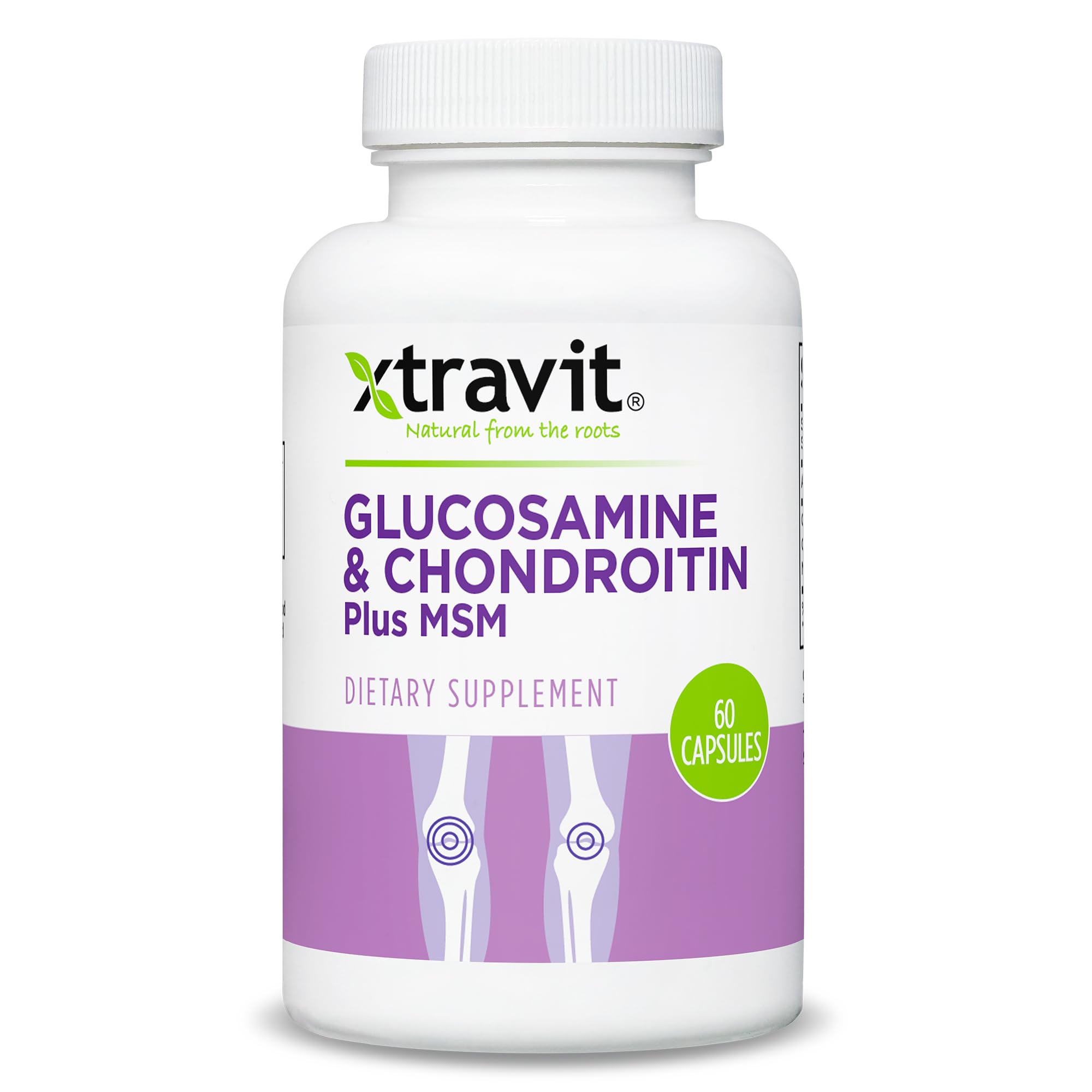 Xtravit glucosamine chondroitin msm bottle front showing product design and joint support focus