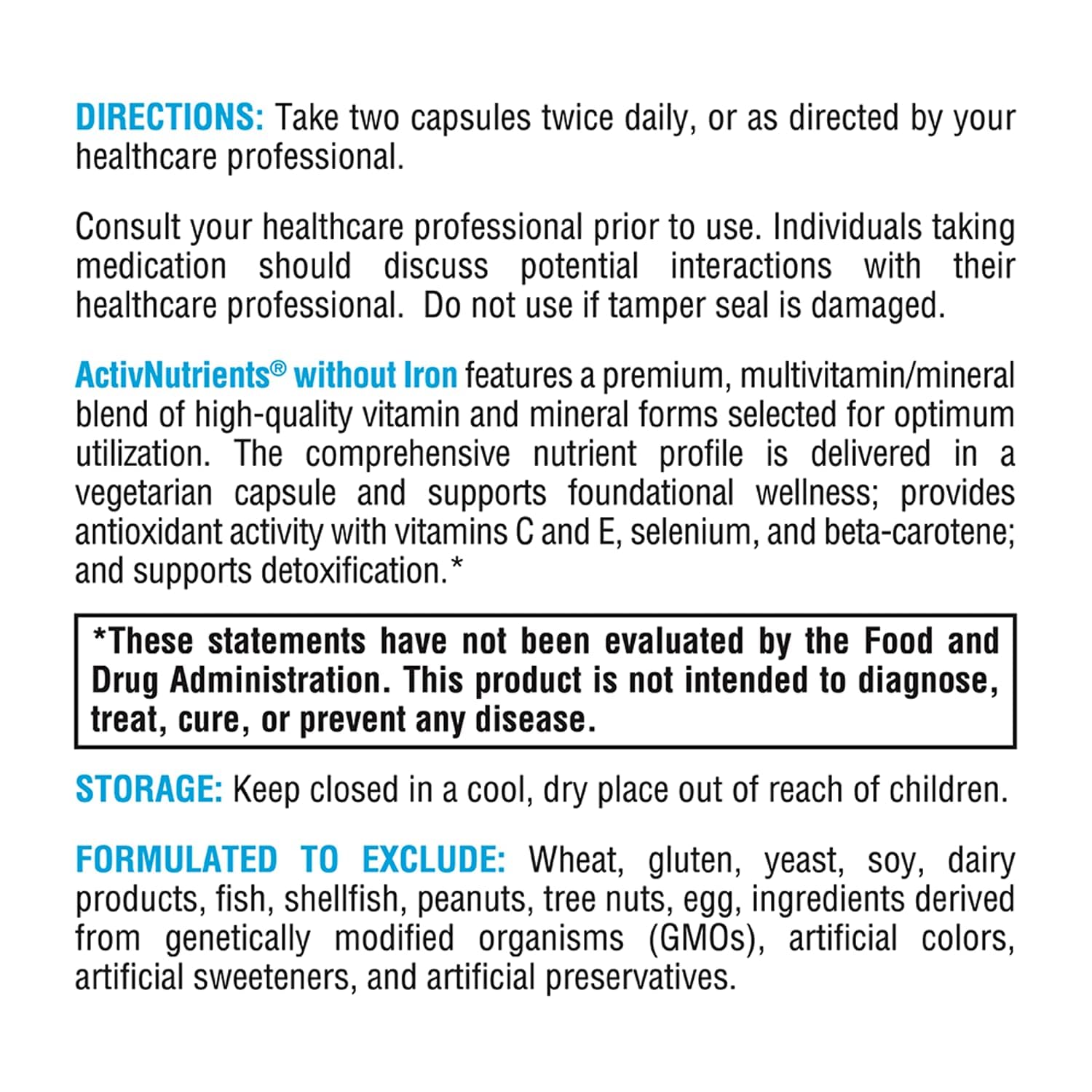 XYMOGEN ActivNutrients allergen-free formulation suitable for sensitive diets.