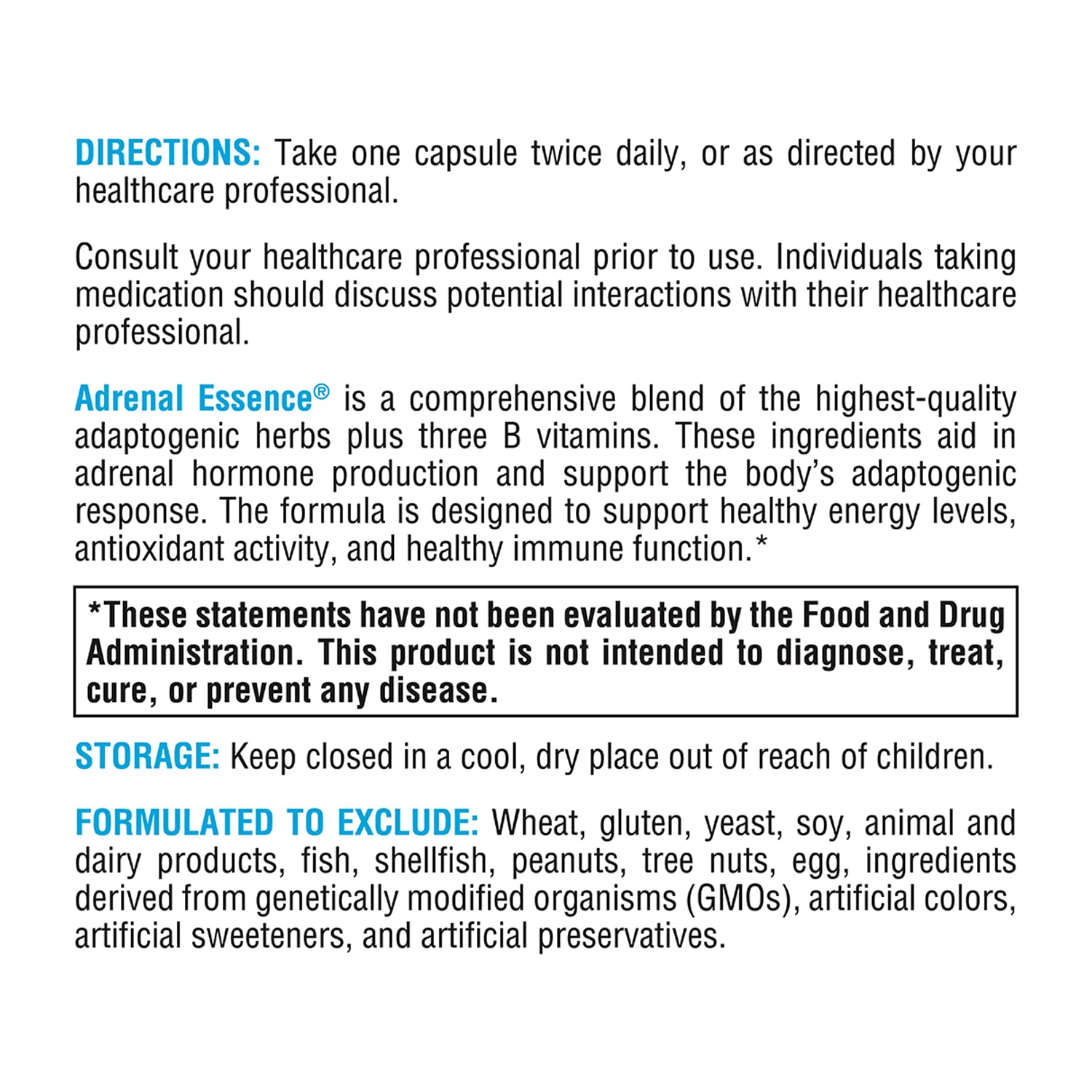 Ginseng extract component visible in Adrenal Essence ingredients