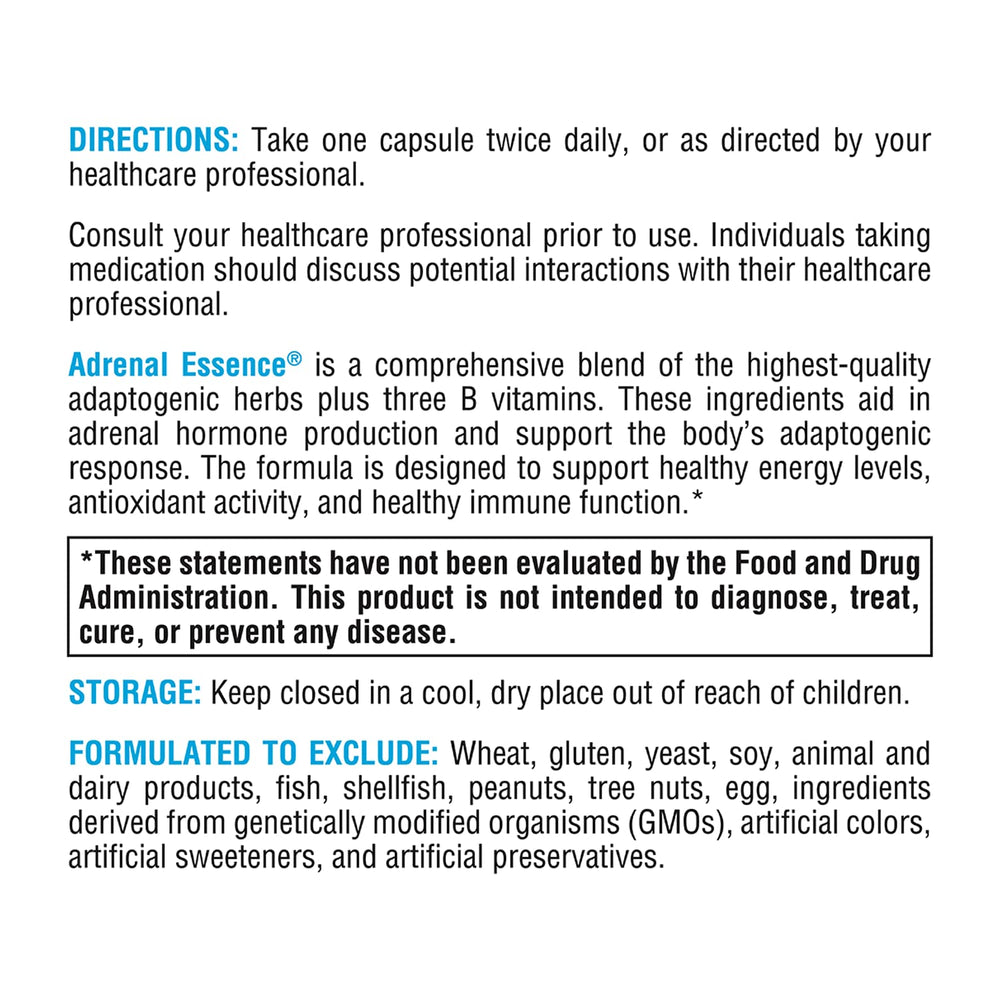 Ginseng extract component visible in Adrenal Essence ingredients