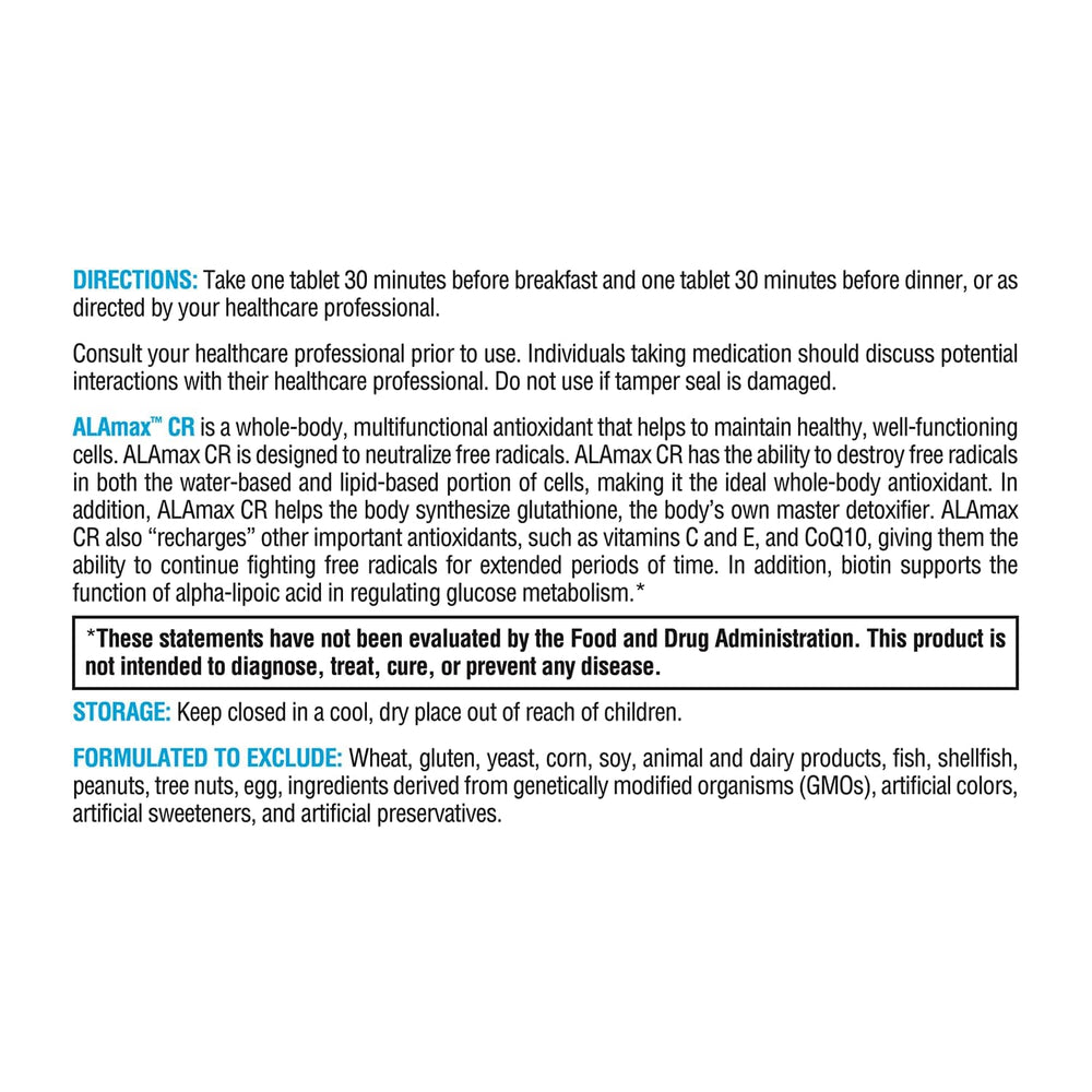 XYMOGEN ALAmax CR biotin synergy visual hints at metabolic support.