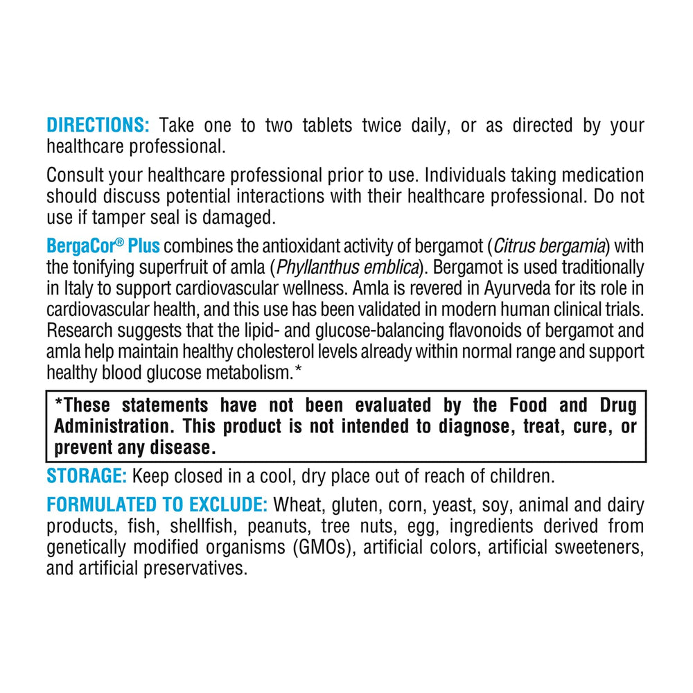 BergaCor Plus packaging indicates clean formulation and allergen-free features