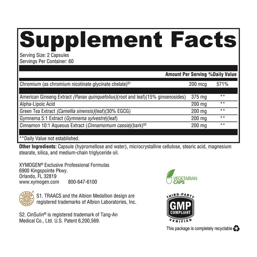 XYMOGEN CinnDromeX alpha-lipoic acid illustration hints at cellular support