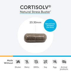 XYMOGEN Cortisolv bottle label shows clean ingredients and adrenal balance.