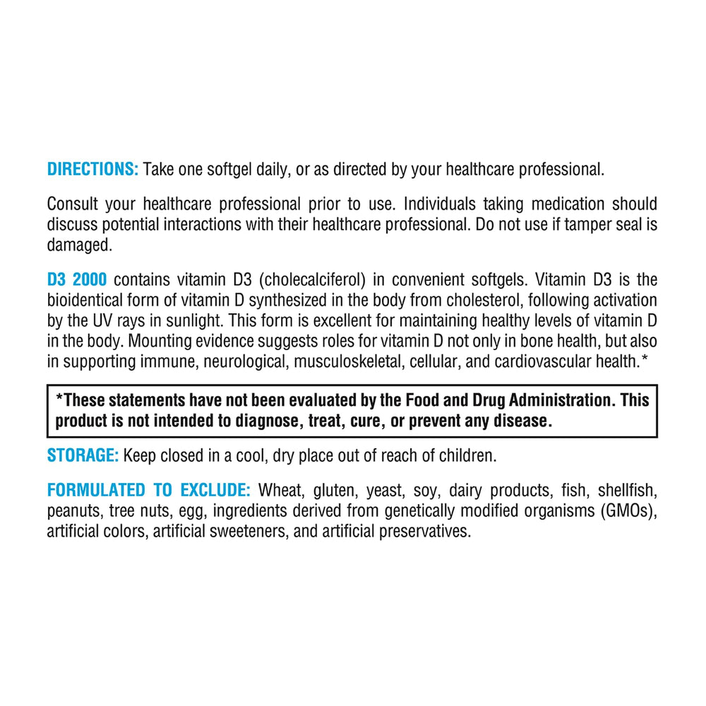 Ingredients list emphasizes non-GMO, allergen-free D3 formula.
