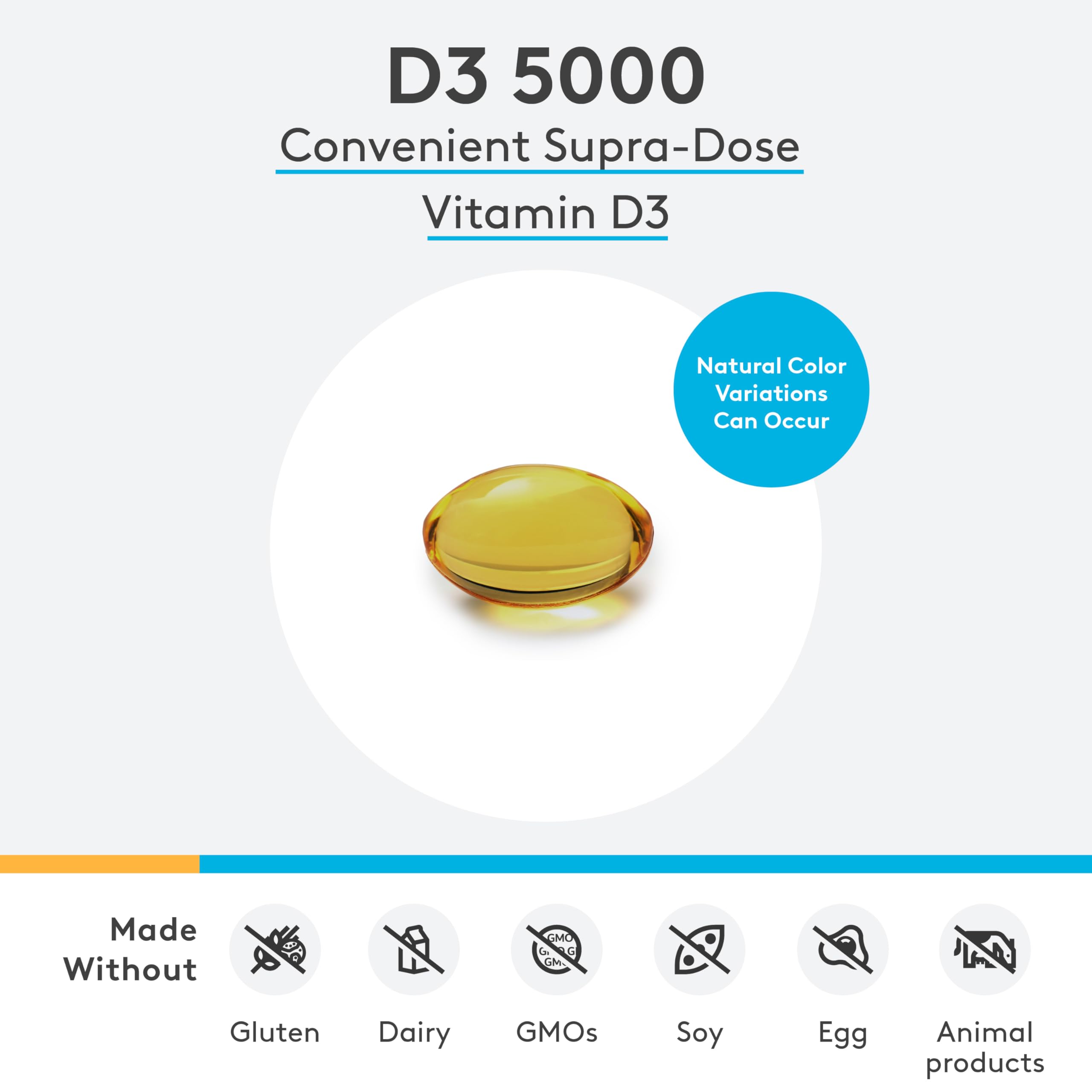 XYMOGEN D3 5000 softgel pour shows easy daily intake to maintain vitamin levels