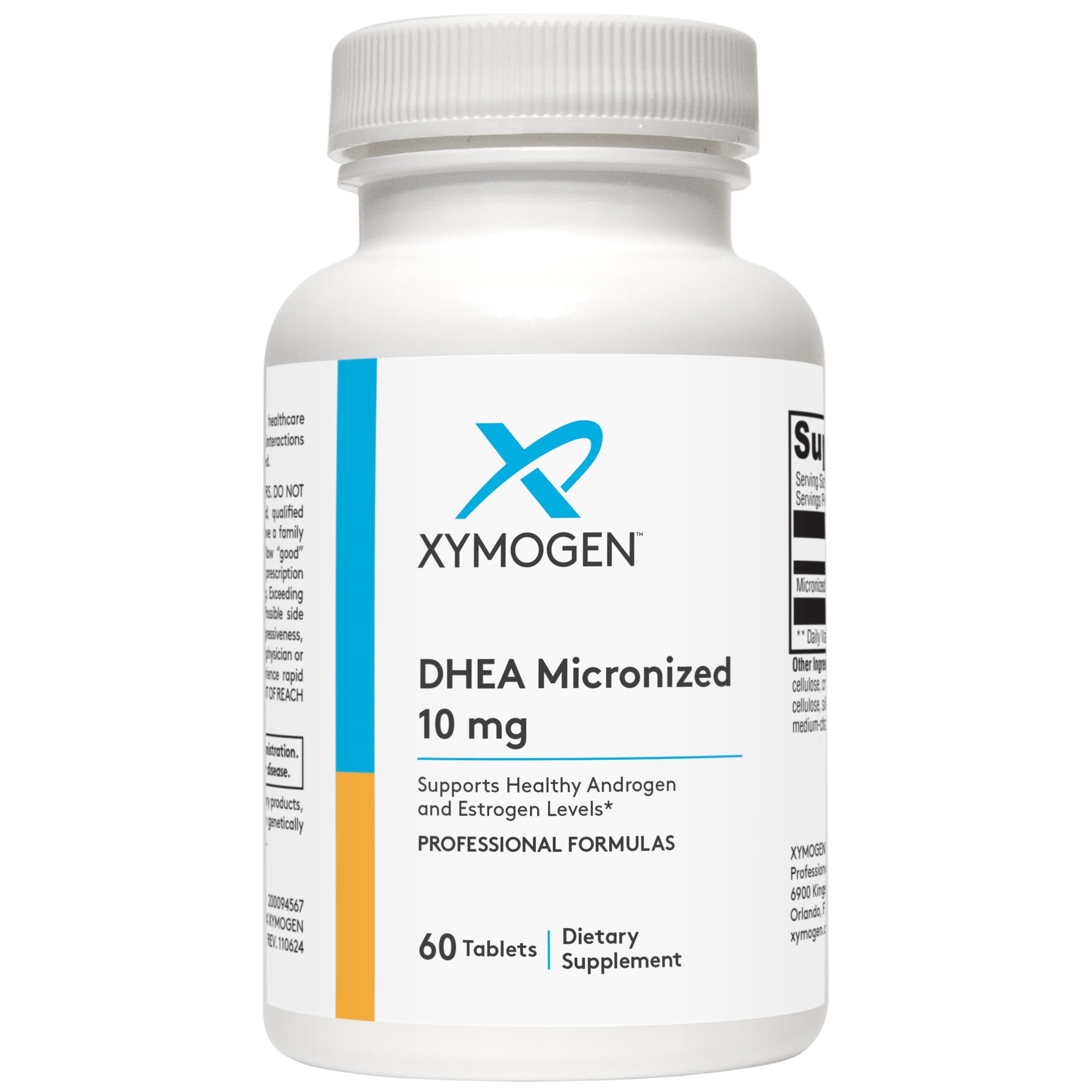 XYMOGEN DHEA 10 mg tablet on a clean surface for balanced hormone support