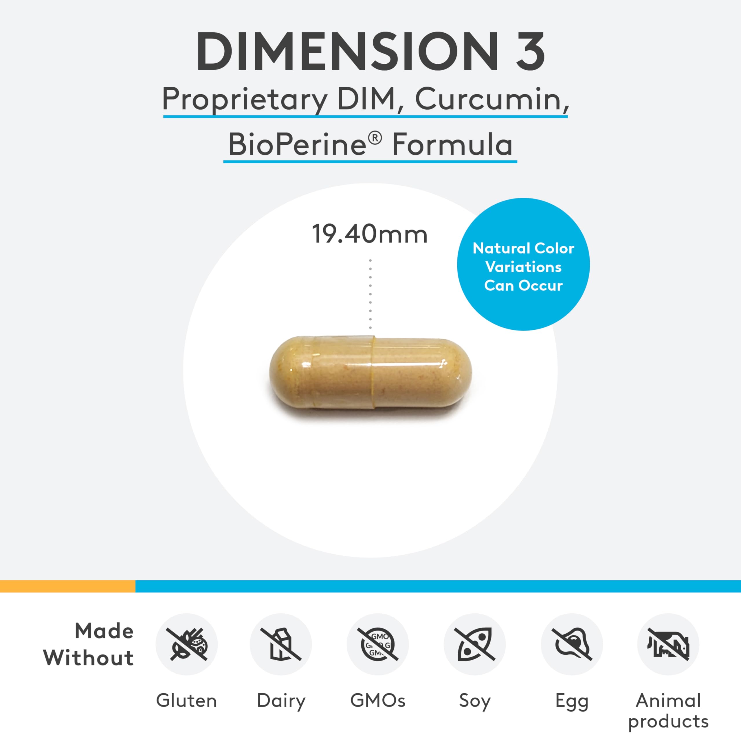 XYMOGEN Dimension 3 DIM curcumin BioPerine capsules close-up showing metabolism cofactors