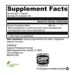 XYMOGEN DioVasc capsules shown for micronized diosmin absorption benefits.