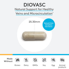 XYMOGEN DioVasc label highlighting 500 mg diosmin per capsule.