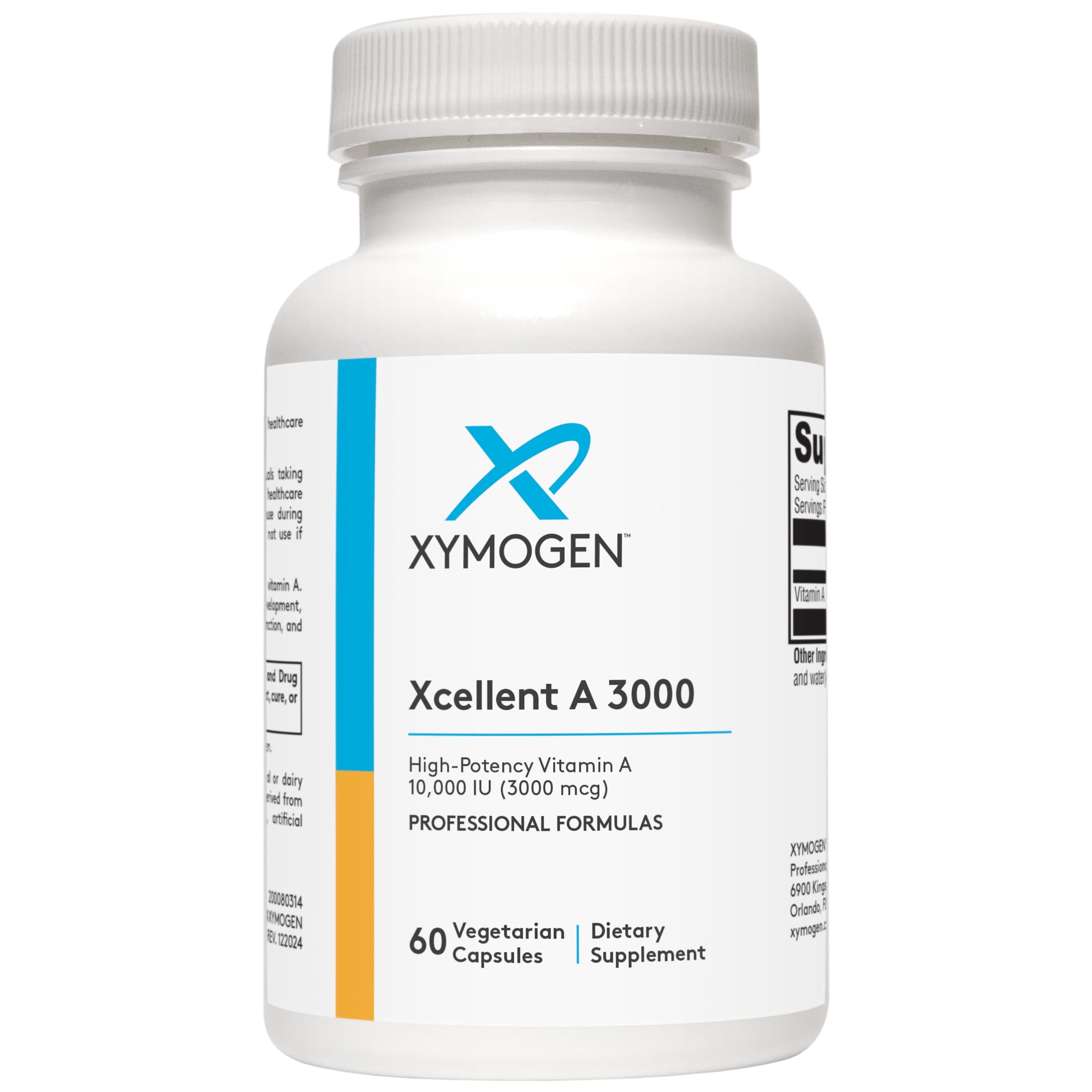XYMOGEN Xcellent A 3000 bottle front view showing packaging and benefit for immune and skin health