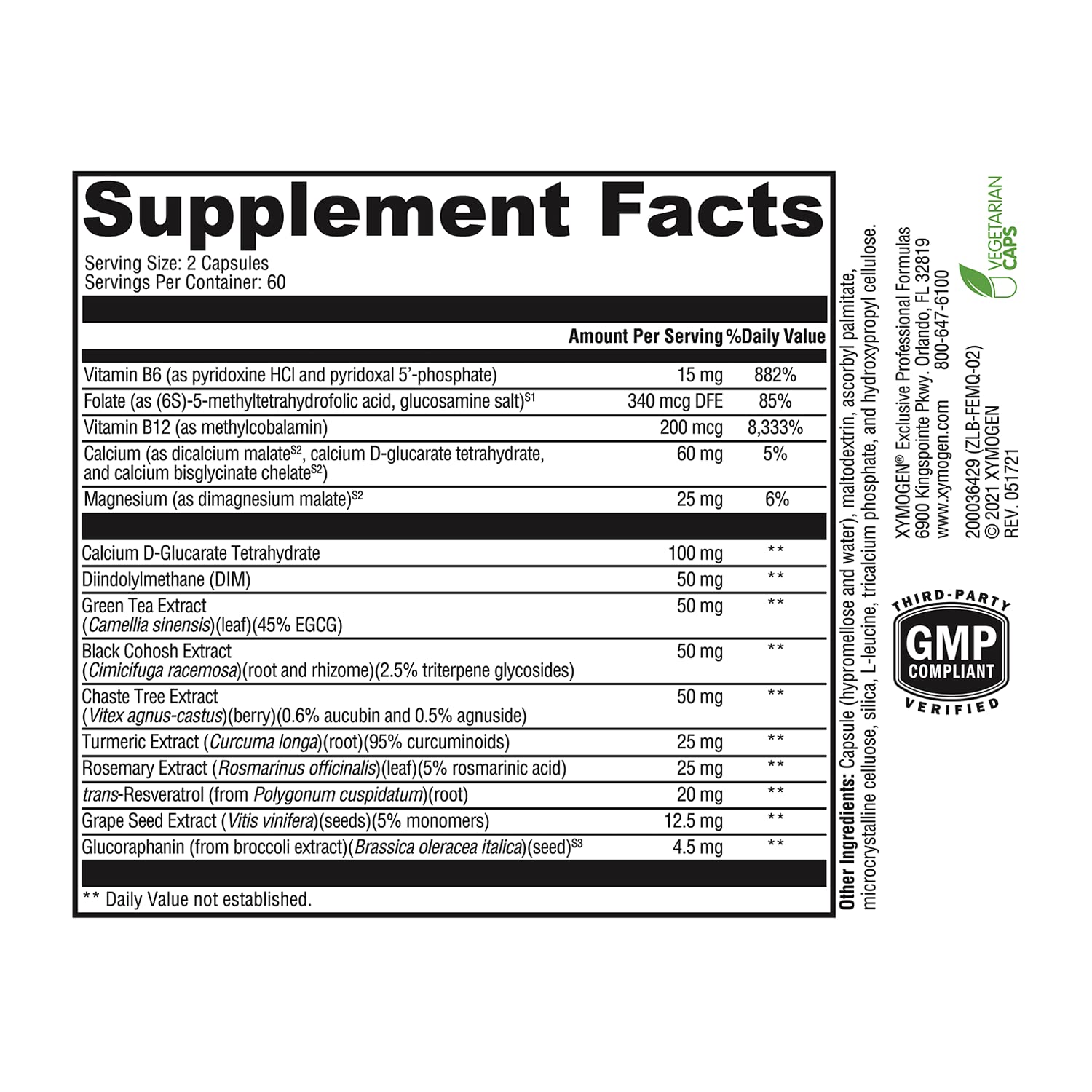 XYMOGEN Femquil active folate emphasizes methylation-friendly nutrition.