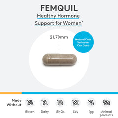 XYMOGEN Femquil capsules closeup highlighting easy daily dosing.