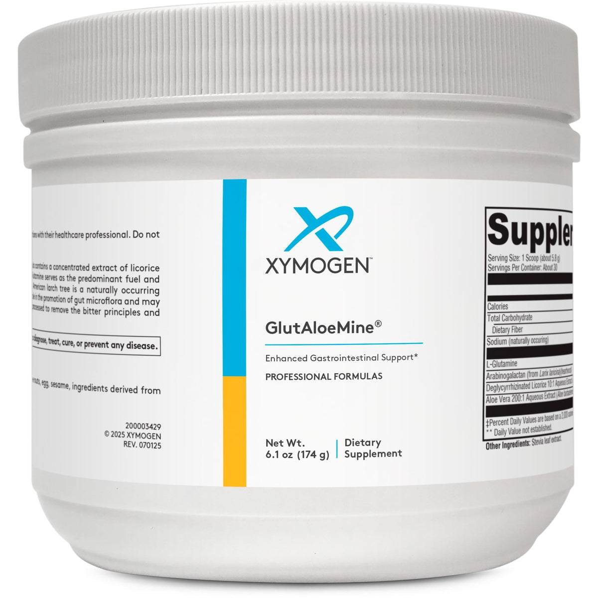 XYMOGEN GlutAloeMine powder bottle for daily GI support.
