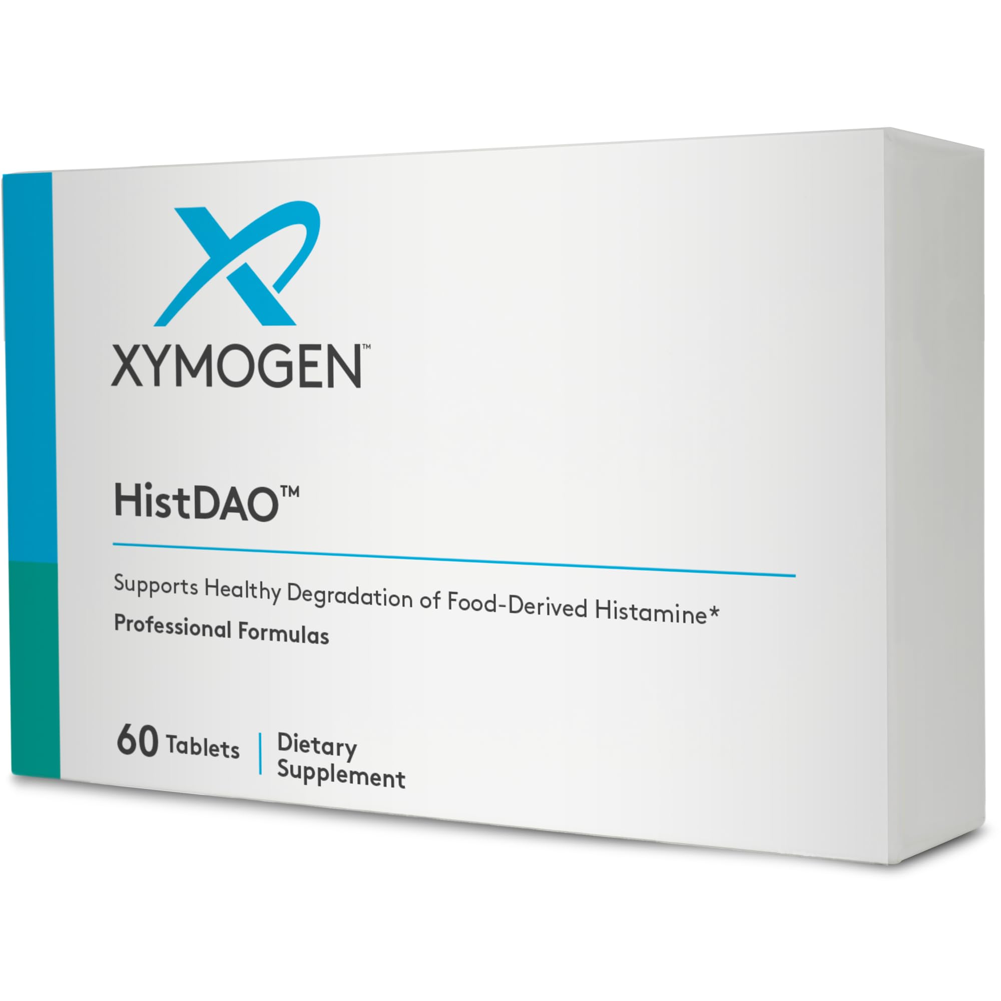 XYMOGEN HistDAO tablet bottle front showing compact digestive support for daily meals