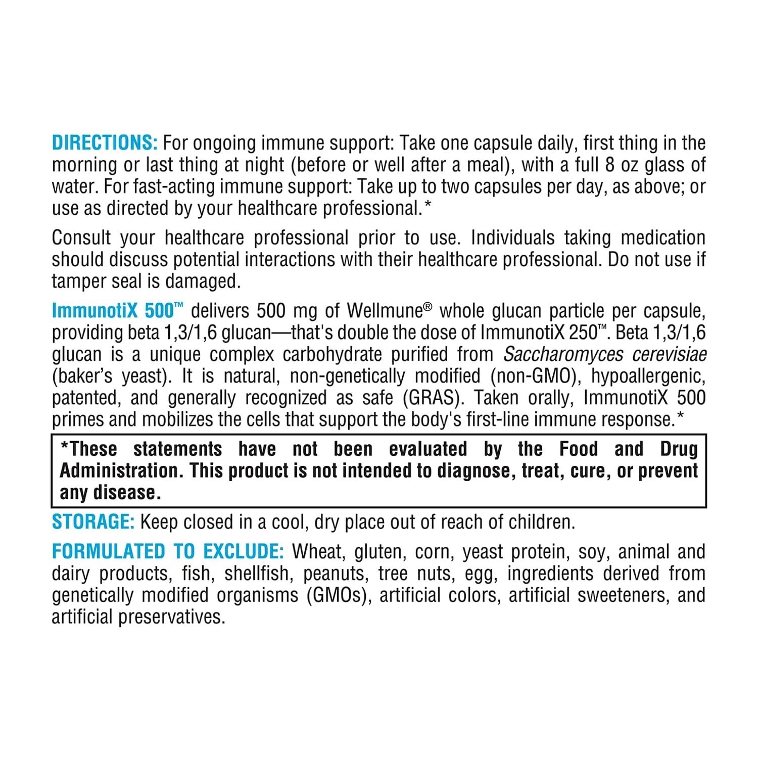 Label graphic emphasizing patented 1,3/1,6 whole glucan particle technology