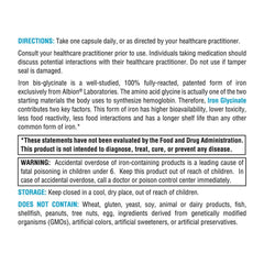 XYMOGEN Iron Glycinate label emphasizes fully reacted mineral form