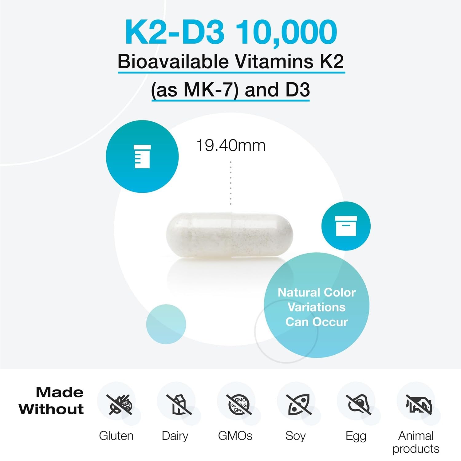 XYMOGEN K2-D3 10000 capsules-on-white convey clean ingredients for daily use.