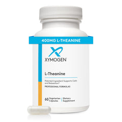 XYMOGEN L-Theanine capsules close-up for calm daily use.