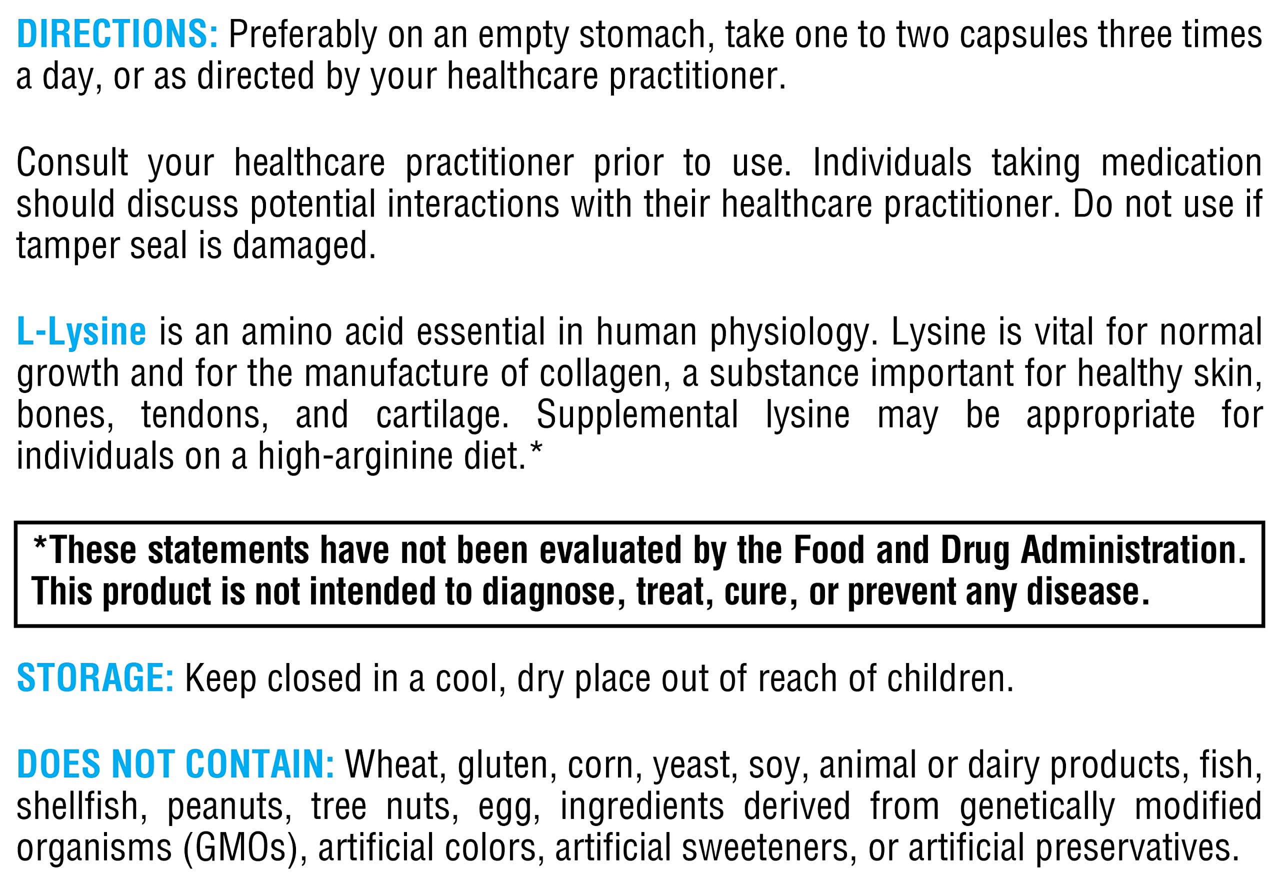 Gel capsules of XYMOGEN L-Lysine 1000mg in blister pack for daily use