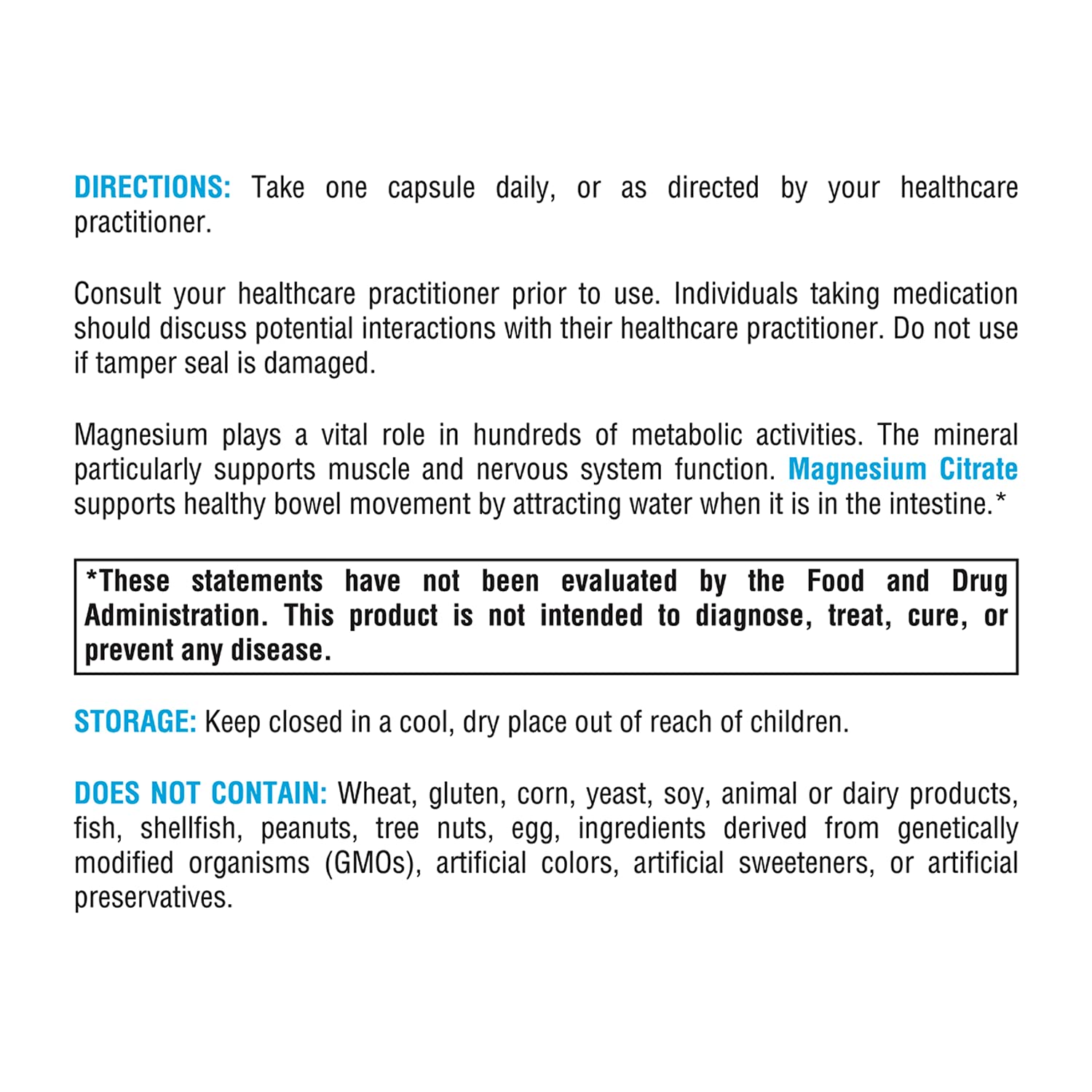 XYMOGEN Magnesium Citrate label detail shows 100 mg per capsule.