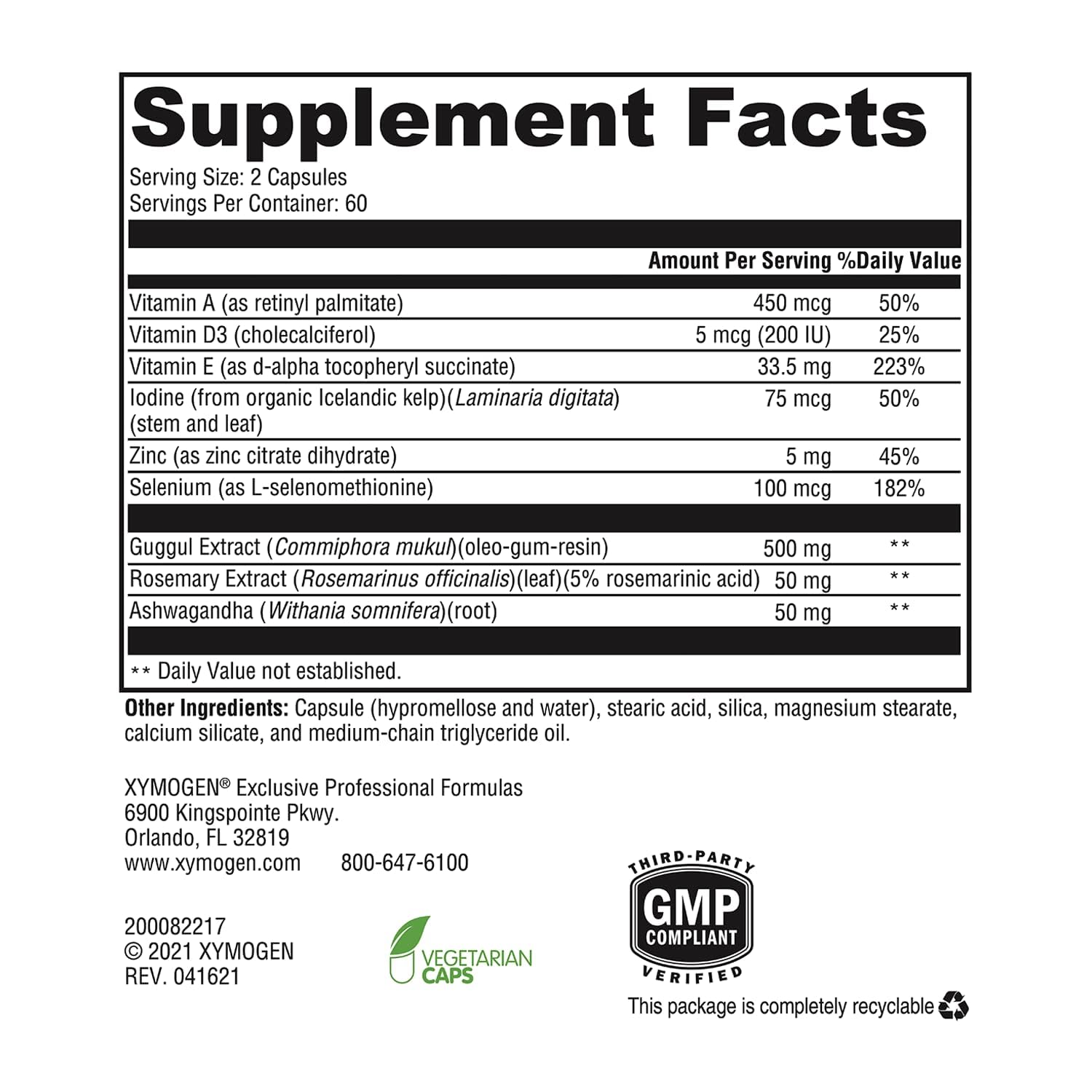 Close-up of XYMOGEN MedCaps T3 capsules for easy daily use.