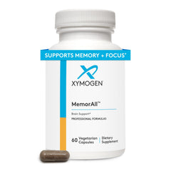 XYMOGEN MemorAll bottle with capsules for daily brain support.