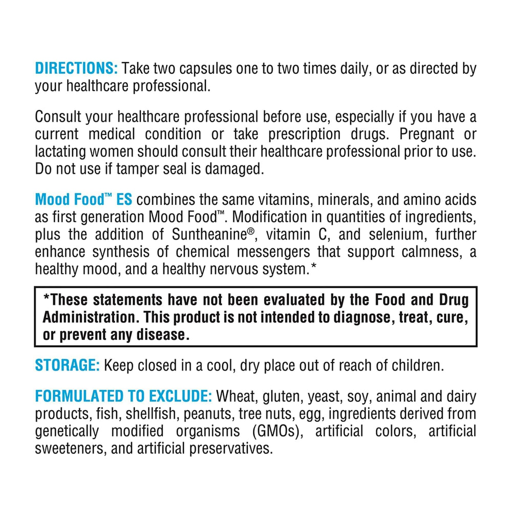 XYMOGEN Mood Food ingredient card highlights B vitamins and amino acids.