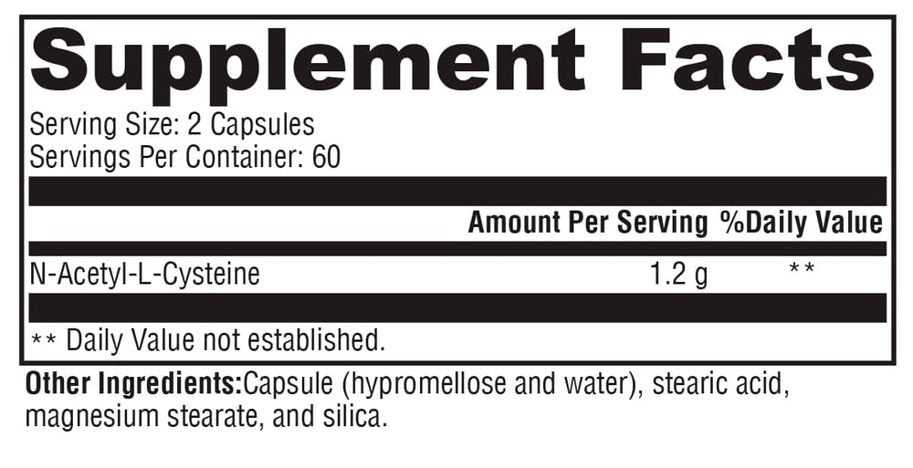 Xymogen NAC capsules close-up showing a high-potency antioxidant dose.