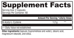 Xymogen NAC capsules close-up showing a high-potency antioxidant dose.