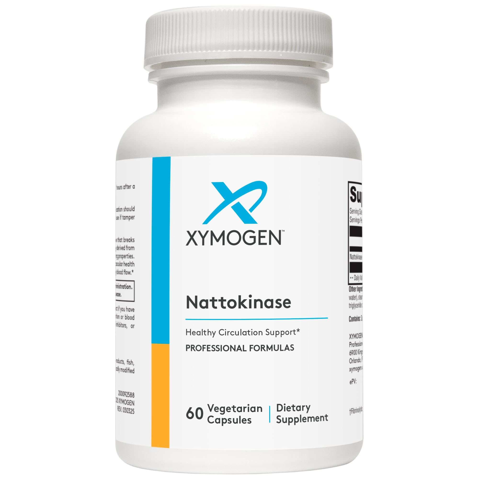 XYMOGEN Nattokinase bottle showing 2000 FU for circulatory support.