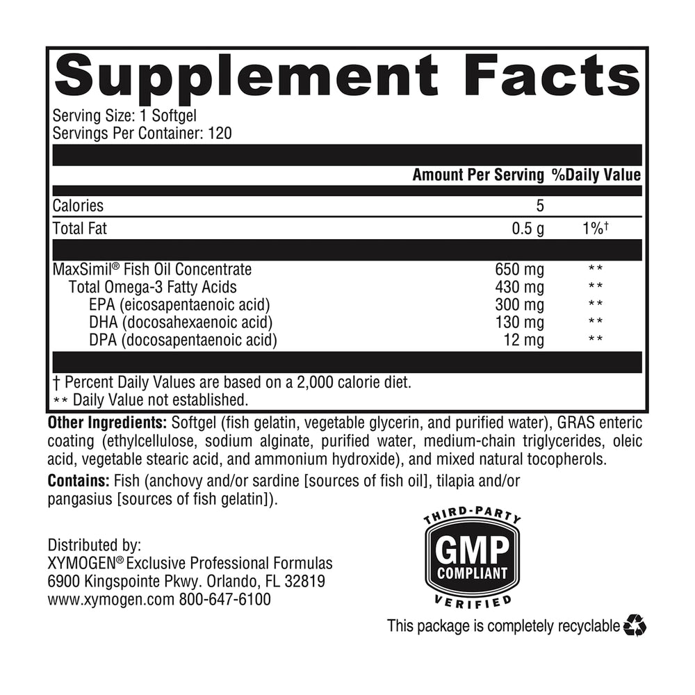 XYMOGEN Omega MonoPure 650 EC easy-swallow softgels support simple daily routine