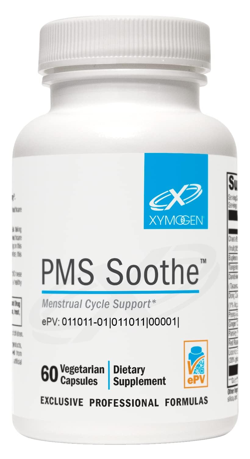 XYMOGEN PMS Soothe bottle front showing cycle support formula.