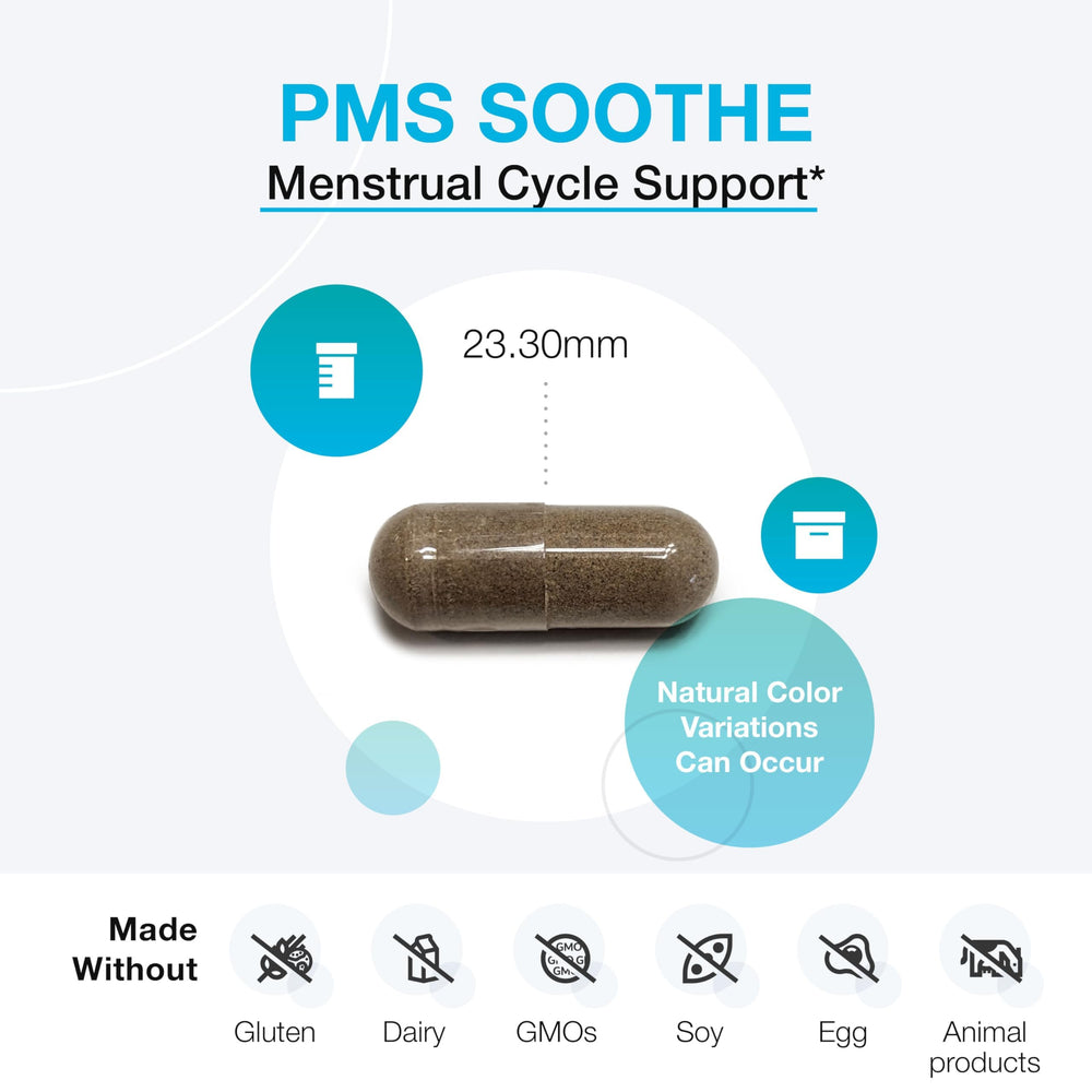 Dong Quai and Vitex botanicals featured in XYMOGEN PMS Soothe label.