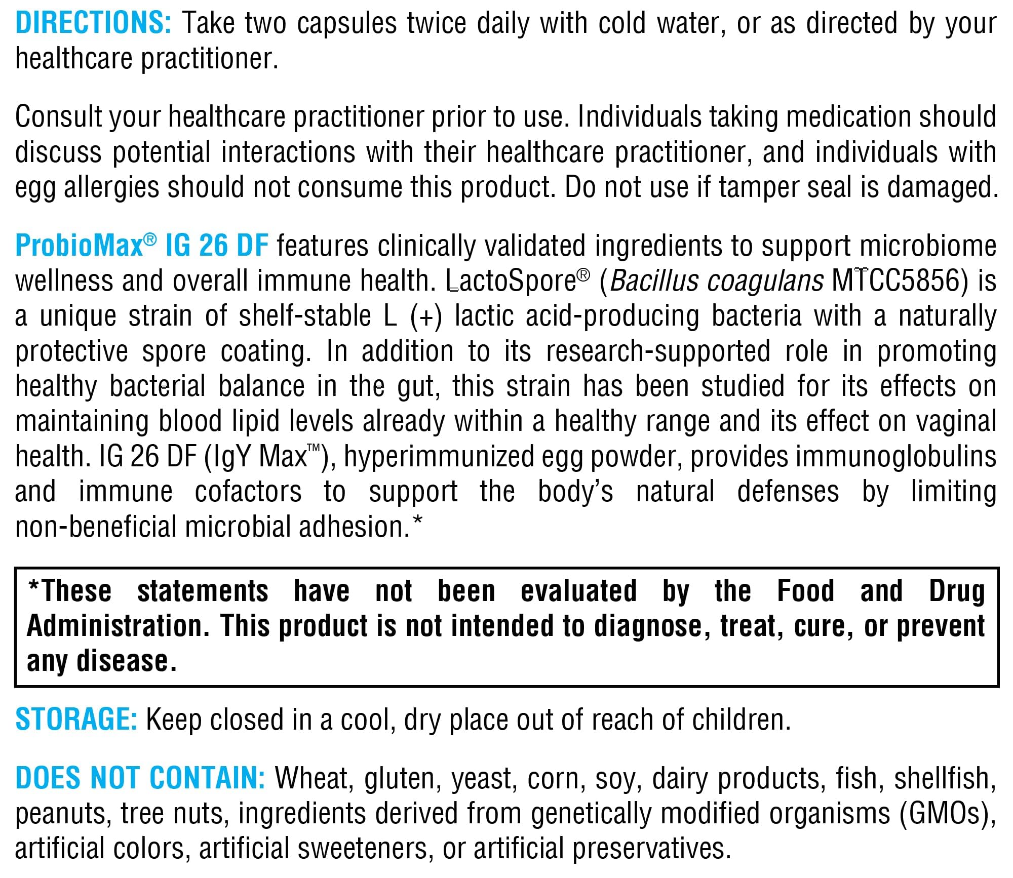 XYMOGEN ProbioMax IG 26 immunity science chart linking probiotic action and cofactors