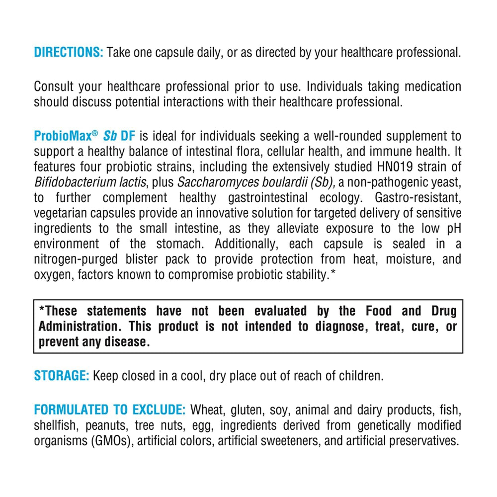 XYMOGEN ProbioMax Sb 35B ingredients label detail