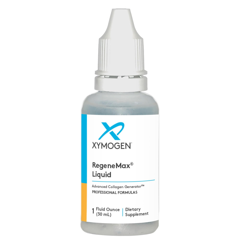 XYMOGEN RegeneMax Liquid bottle front showcases premium collagen support for beauty and bones.