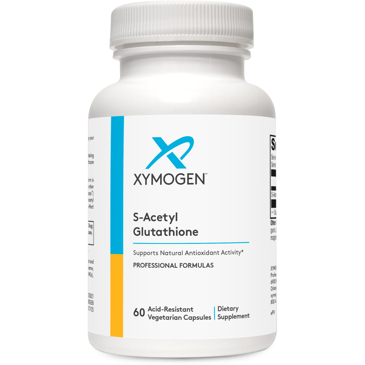 XYMOGEN S Acetyl Glutathione bottle with antioxidant support